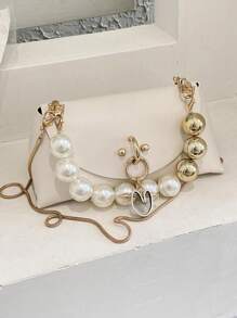 連鎖珠簾簷簹簝簡潔,優雅,時尚新款手提包,適用於學校、上下班、休閒、旅行和戶外活動 - 米色 - 查看 11