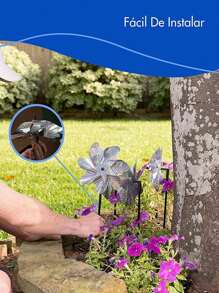 2 Pcs Pinwheels Bird Deterrents, Garden Decor, Bird Scaring Devices, Reflective Pinwheel Windmills With Stakes, Used For Repelling Birds From Garden, Yard, Farm (DIY Required) - Silver - View 4