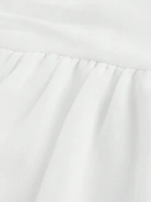 SHEIN MOD White Chiffon Romantic Ruffle Summer Halter Layered Cake Dress - White - View 3