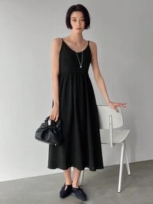 FRIFUL Women Round Neck Short Puff Sleeve Sheer Mesh Top And Black Long Cami Dress Set,Women Two Pieces Sets