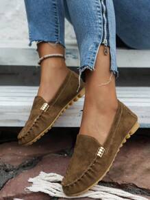 Women Flat Loafers New Driving Loafers Women Low-Cut Driving Shoes Flat Mom Shoes Plus Size Suede Casual Shoes