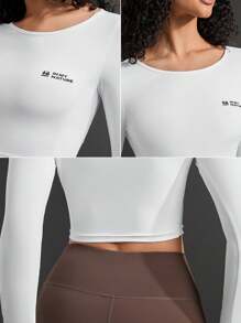 In My Nature 女性字母印花長袖短上衣戶外t恤 - 白色 - 查看 7