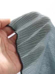 FRIFUL Spring Boat Neck Contrasting Colors Exposed Seam Texture Casual Top