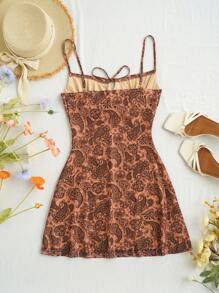 Soleia 女士綁帶腰部印花背心連身裙 - 彩色 - 查看 2