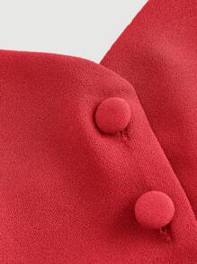 SHEIN MOD Button Front Tube Bodycon Black Top Without Shirt - Red - View 3