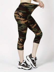 Women's Soft High Stretch Seamless Camo Leggings, Suitable For Squatting, Lifting, Yoga, Outdoor Beach, Casual, Walking, Running, Workout, 7/8 Pants