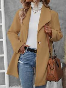 EMERY ROSE Spring And Autumn Large Lapel Casual Single-Breasted KnittedJacket Fall Winter Cloth For Women