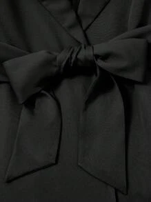 Mulvari 女士纯色简约加大码西装套装两件套 - 黑色 - 查看 4