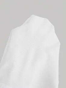 SHEIN MOD 大尺寸純色方領胸前褶皺打結短袖上衣 - 白色 - 查看 5
