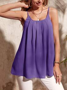 SHEIN Clasi 女性純色休閒日常春夏Cami上衣 - 紫丁香色 - 查看 5
