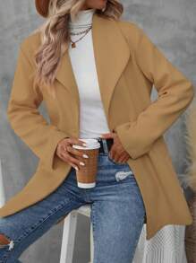 EMERY ROSE Spring And Autumn Large Lapel Casual Single-Breasted KnittedJacket Fall Winter Cloth For Women