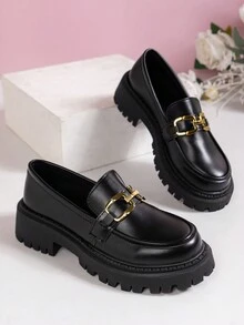 Của phụ nữ Giày đế bệt Với Nêm Giày cao gót , Nền tảng & Giày Slingback Thiết kế khóa Đối với Giải trí Mặc , Làm việc , Và Commute , Chống trượt Và Nhà thoải mái - màu đen - Xem 3