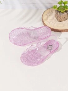 Girls' Crystal Jelly Sandals Flat Beach Shoes For Summer