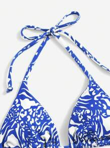 Swim Vcay Women Summer Beach Random Pattern Halter Neck Bikini Top - Multicolor - View 4