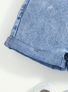 Cozy Pixies Baby Girl Spring Summer Boho Beach Washed Ruffle Trim Waist Baggy Casual Comfortable Denim Jeans Shorts, Summer Clothes Outfits