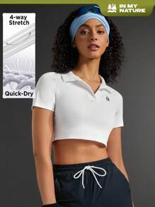 In My Nature Short Sleeve Slim Fit Polo Shirt For Outdoor Activities,Women Tennis Outfit - White - View 1