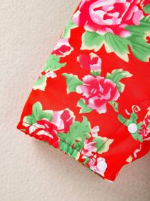 Baby Girl Cute Vintage Dongbei Flower Printed Sleeveless Romper For Spring/Summer - Multicolor - View 7