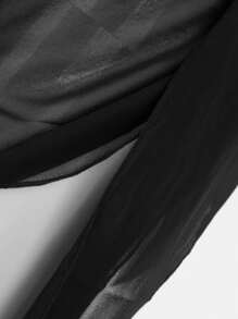 Swim Basics 2pcs Side-Tie Asymmetric Hem Sheer Lightweight Summer Beach Cover-Up Skirt