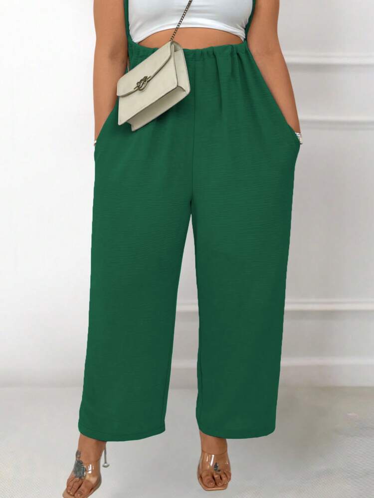 Plus Size Ladies' Loose Solid Color Overalls Fall Cloth For Women