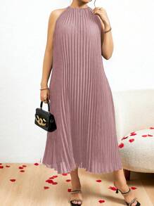 SHEIN Clasi 女士加大碼露背連身裙休閒裙 - 粉色 - 查看 3