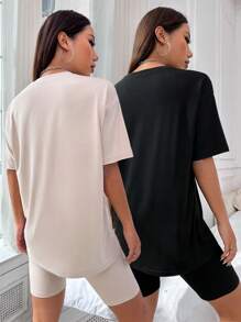 SHEIN Unity Sade Gündelik Kadın İki Parçalı Kıyafetler - Çok renkli - Görünüm 2