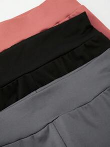 Bộ 3 món/gói dành cho bé gái tuổi teen, kiểu dáng đơn giản, phối ba màu, quần legging lửng cạp cao co giãn và thoải mái, thích hợp đi học, đại học, mùa thu/đông. - Nhiều màu - Xem 5