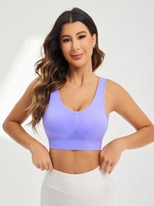 Easithlete Women Solid Color Seamless Sports Bra, Suitable For Yoga And Exercise - Purple - View 4