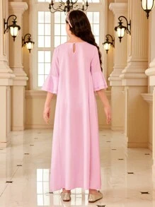 Tween Girls' Floral Print Ruffle Sleeve Dress