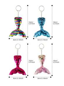 4 件/8 件美人鱼主题派对闪光鱼鳞钥匙扣，热带海洋主题生日派对礼物闪亮钥匙扣，男女皆宜的美人鱼尾巴装饰，课堂奖励 - 彩色 - 查看 6