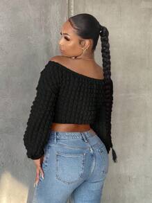 SHEIN SXY Women Solid Color Twist Knot Casual Spring/Summer Top - Black - View 2