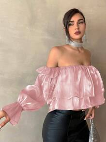 Aloruh Women Off-Shoulder Multi-Layered Blouse For Summer