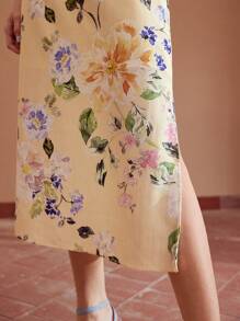 MOTF PREMIUM 編織花卉紋印花中長款優雅裙 - 彩色 - 查看 3