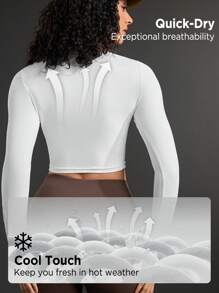 In My Nature 女性字母印花長袖短上衣戶外t恤 - 白色 - 查看 4