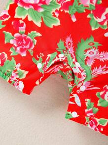 Baby Girl Cute Vintage Dongbei Flower Printed Sleeveless Romper For Spring/Summer - Multicolor - View 6
