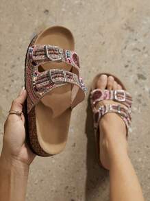 Women's Wedge Heel And Thick Bottom Sandals, Suitable For Daily Wear - Pink - View 1