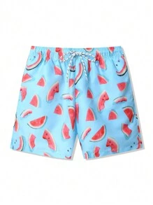 Surfspeed Men\ Watermelon Print Vacation Style Beach Shorts - Multicolor - View 5