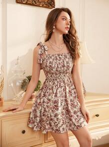 Revavyn 女士法式系带浪漫碎花吊带无袖连衣裙度假装女士 - 彩色 - 查看 1