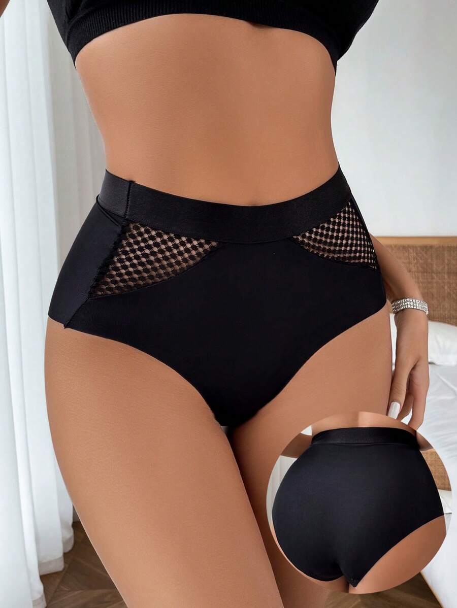 Đáy tam giác cạp cao tương phản lưới - màu đen - Xem 1