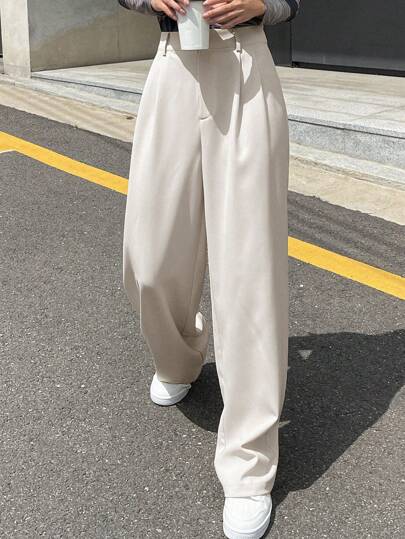 DAZY 休闲百搭外出褶皱阔腿裤，女式正装裤秋季