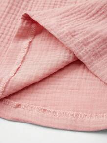 SHEIN Cô Gái Trẻ Viền Ruffle Lỗ khóa trở lại Áo sơ mi - Hồng - Xem 10