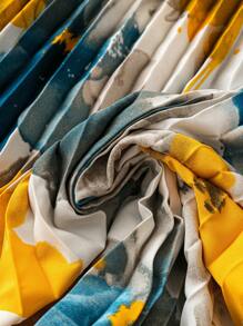 SHEIN Clasi Đầm Maxi in họa tiết hoa tay đèn lồng mùa xuân và mùa hè cỡ lớn cho nữ có viền xếp nếp - trắng - Xem 3