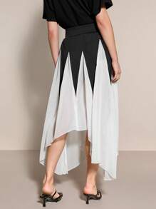 SHEINNeu Women's Flowy Skirt For Summer - Black and White - View 2