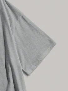 SHEIN EZwear Áo thun tay ngắn cổ tròn ngoại cỡ in chữ & phong cảnh cho nữ, thích hợp cho mùa hè CALIFORNIA PHI BIỆT TỪ NĂM 1886 LOS ANGELES - Xám - Xem 4