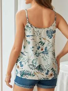 SHEIN Débardeur de maternité ample avec imprimé plante tropicale, avec bretelles réglables. Convient pour un look décontracté, casual et de plage en été