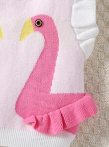 Baby Girl Spring/Summer New Cute Animal Pattern Ruffled Sweater Vest - Multicolor - View 6