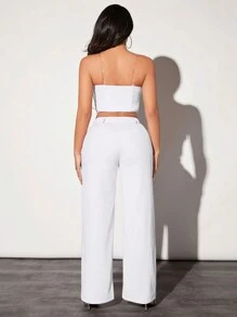 SHEIN SXY Pantalones de traje sencillos de color sólido para dama, ideales para uso diario