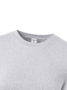 SHEIN 少女纯色短袖休闲 T 恤，夏季简约经典必备，透气舒适 - 灰色 - 查看 5