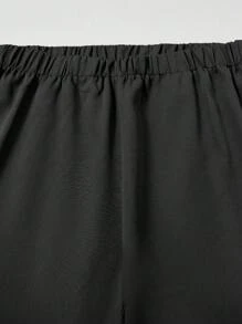 Mulvari 女士纯色简约加大码西装套装两件套 - 黑色 - 查看 5