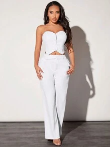 SHEIN SXY Pantalones de traje sencillos de color sólido para dama, ideales para uso diario
