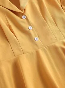 Celure Kích thước lớn Của phụ nữ Thu thập Eo & Xích đu Hem Đầm - Màu vàng - Xem 5